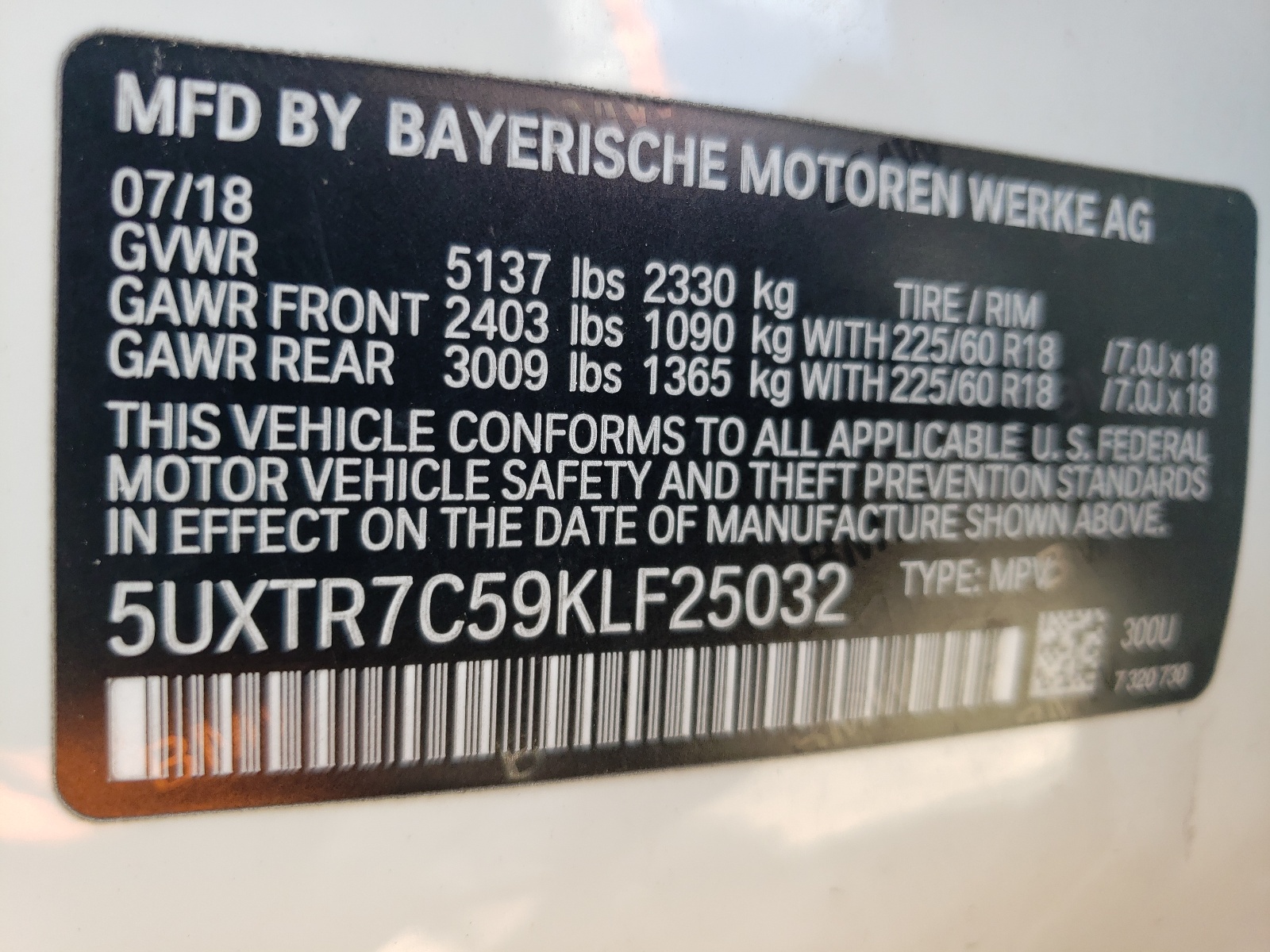 5uxtr7c59klf25032 5UXTR7C59KLF25032 2019 BMW X3 Sdrive30I
