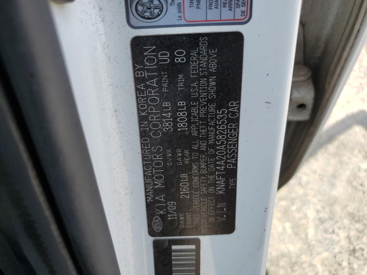 2010 Kia Forte Lx VIN: KNAFT4A20A5826535 Lot: 66349954