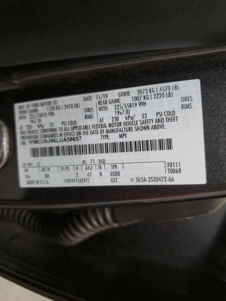 2020 Ford Escape Titanium VIN: 1FMCU9J96LUA58657 Lot: 65772184