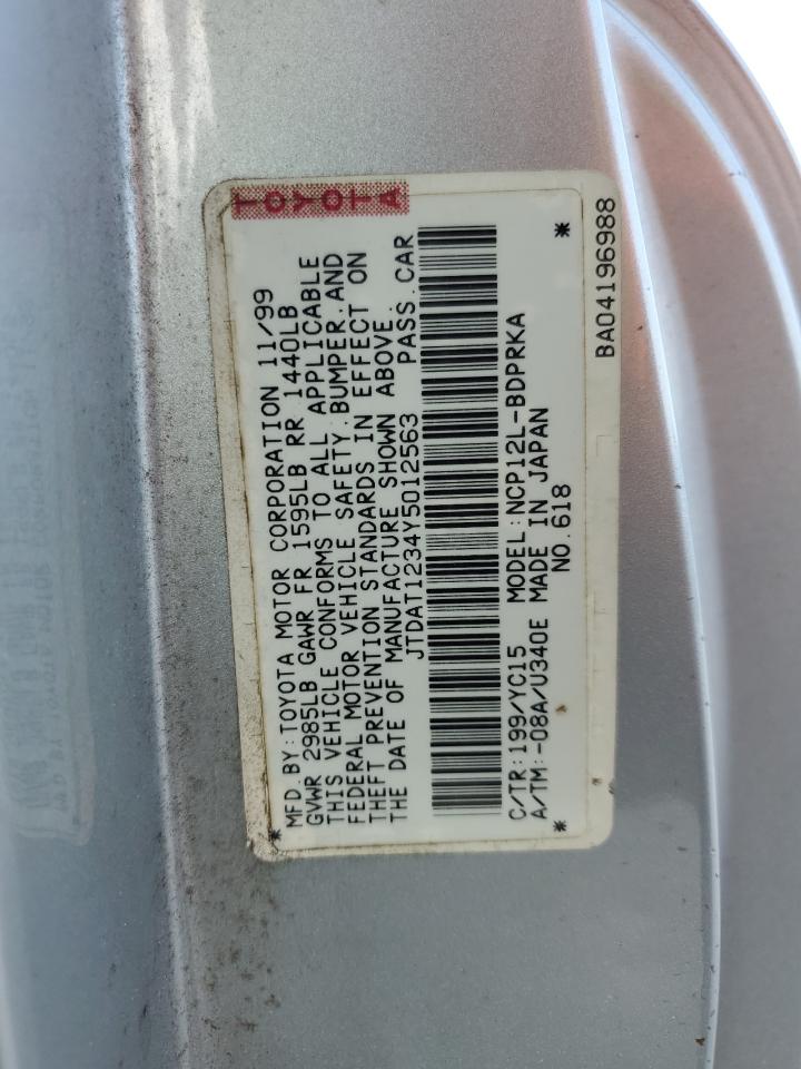 2000 Toyota Echo VIN: JTDAT1234Y5012563 Lot: 67559754