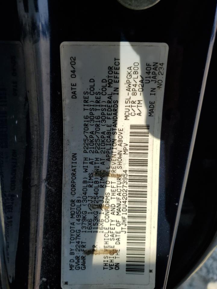 2002 Lexus Rx 300 VIN: JTJHF10U420273954 Lot: 66741884