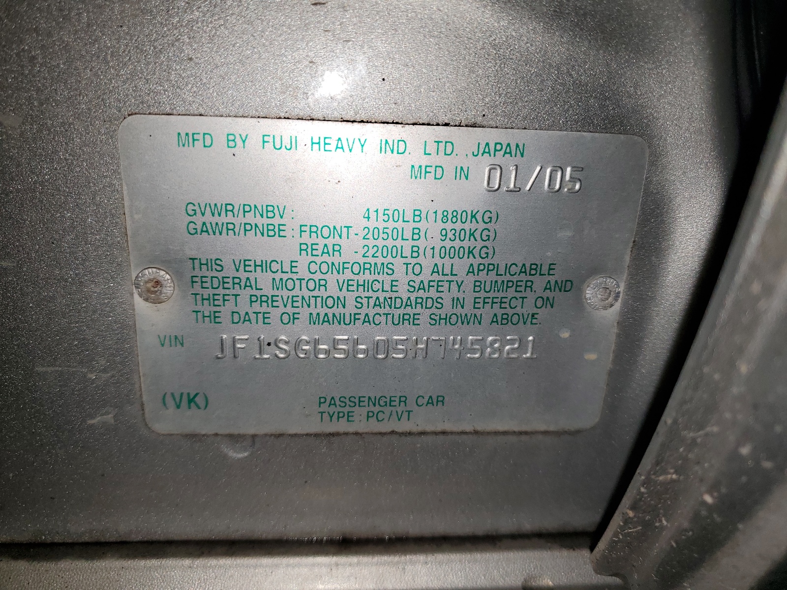 JF1SG65605H745821 2005 Subaru Forester 2.5Xs