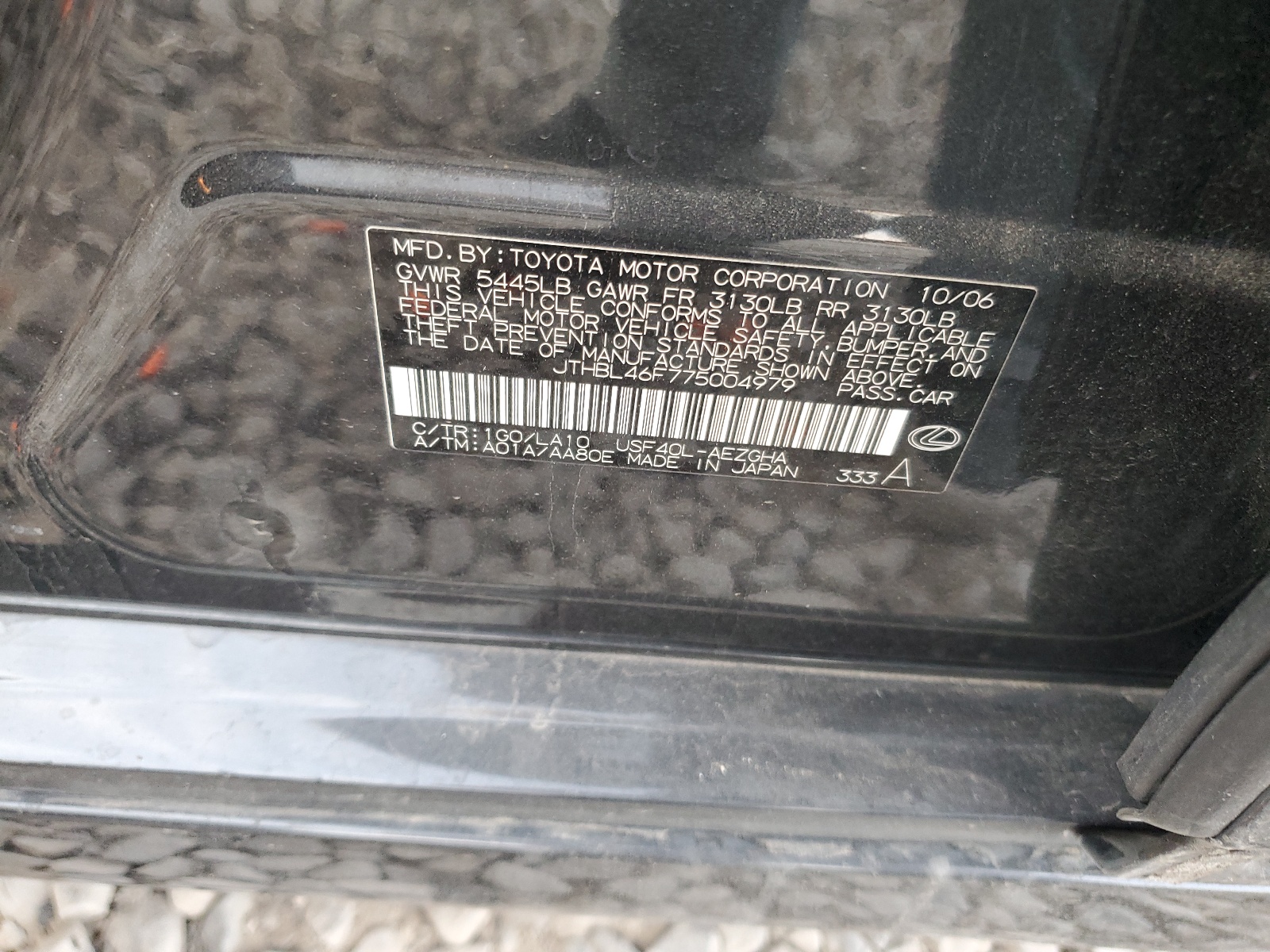 JTHBL46F775004979 2007 Lexus Ls 460