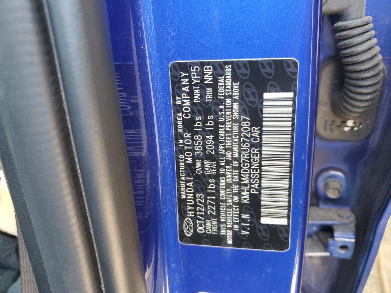 2024 Hyundai Elantra Sel VIN: KMHLM4DG7RU672087 Lot: 66561524