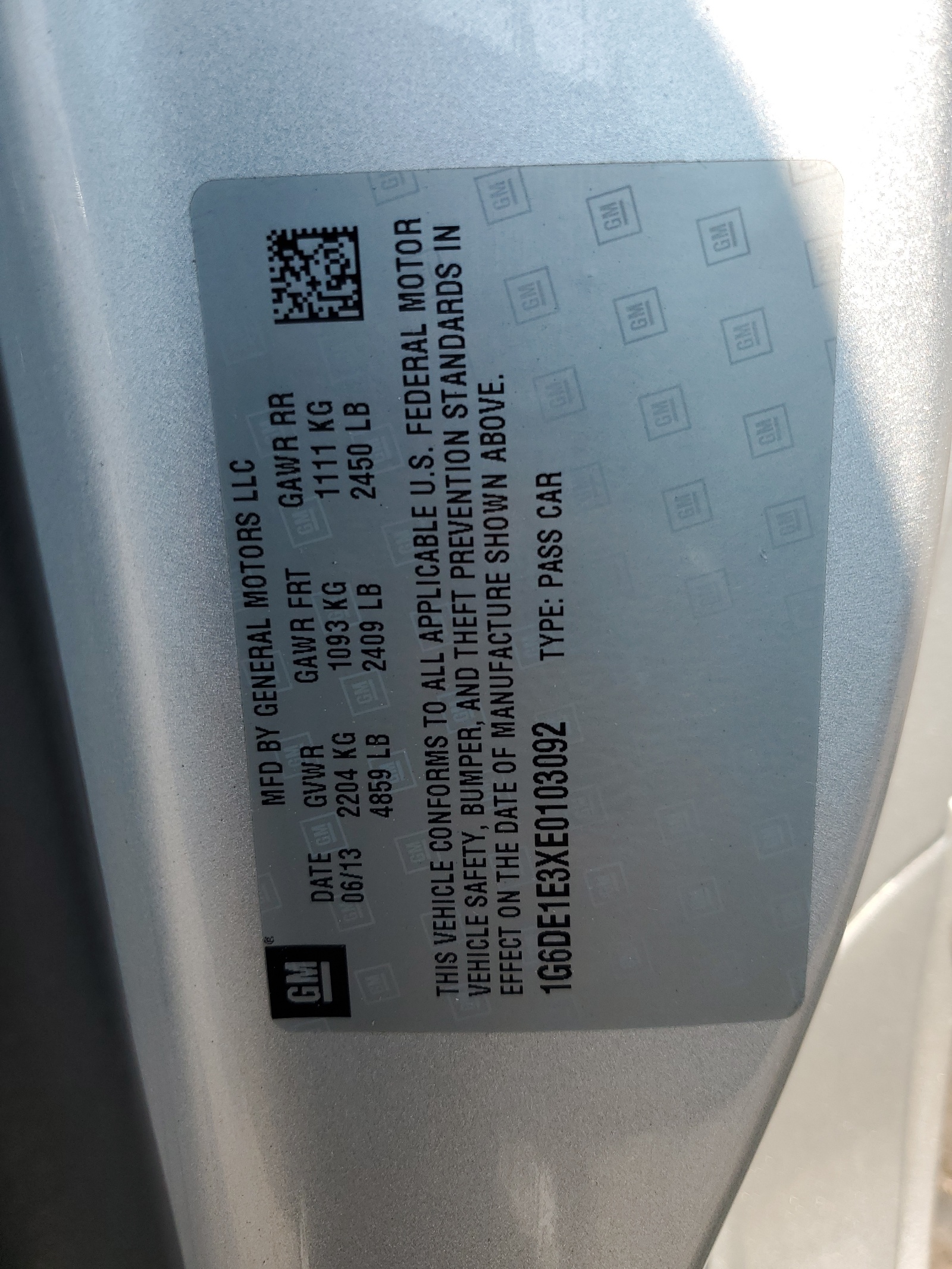 1G6DE1E3XE0103092 2014 Cadillac Cts