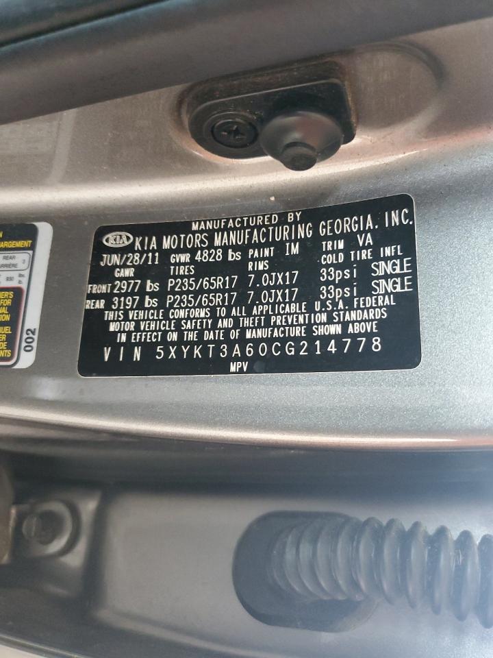 2012 Kia Sorento Base VIN: 5XYKT3A60CG214778 Lot: 66871344