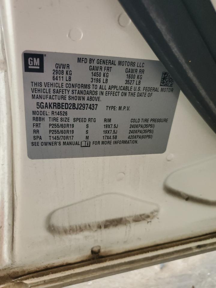 2011 Buick Enclave Cxl VIN: 5GAKRBED2BJ297437 Lot: 63041734