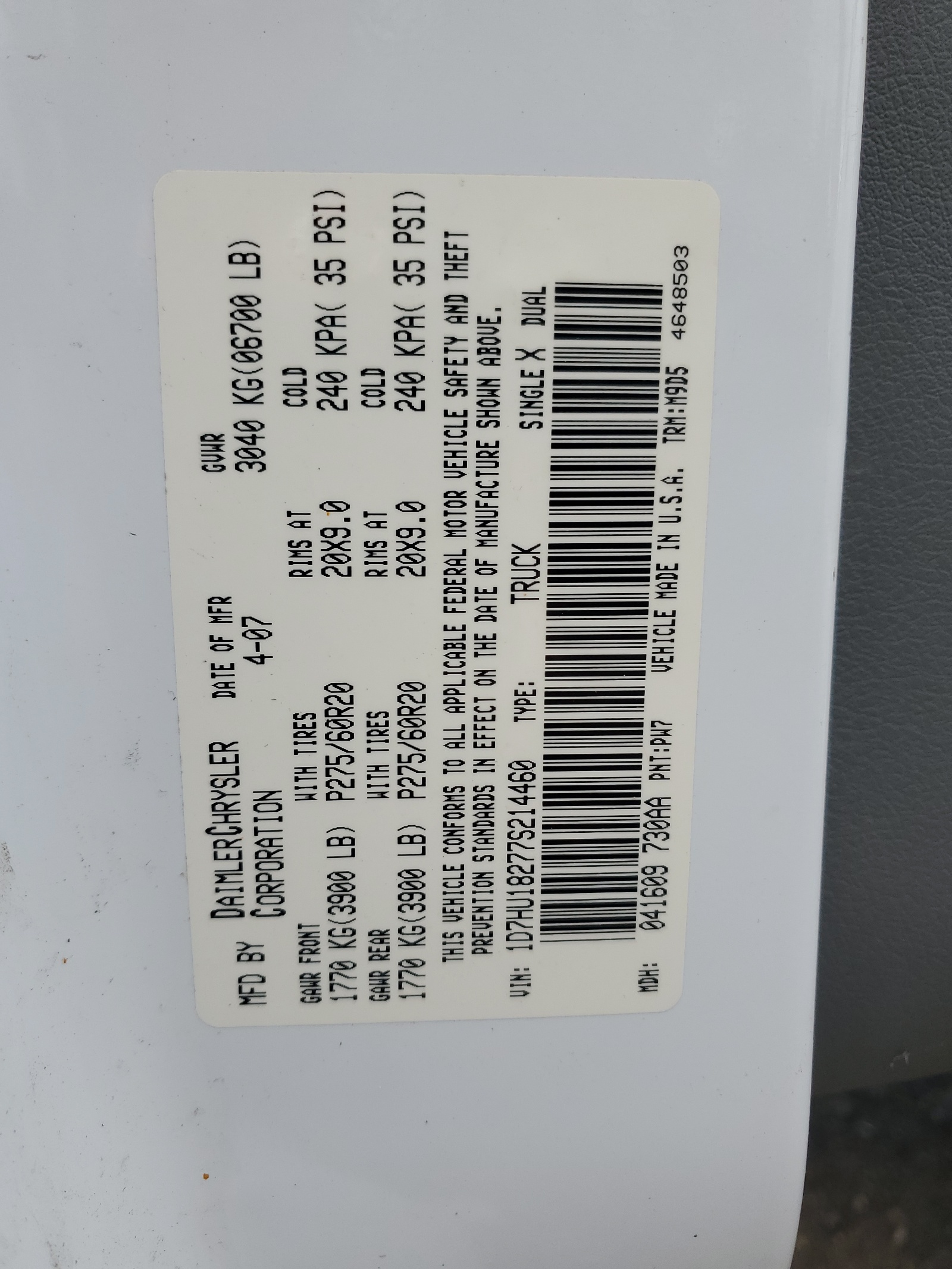 1D7HU18277S214460 2007 Dodge Ram 1500 St