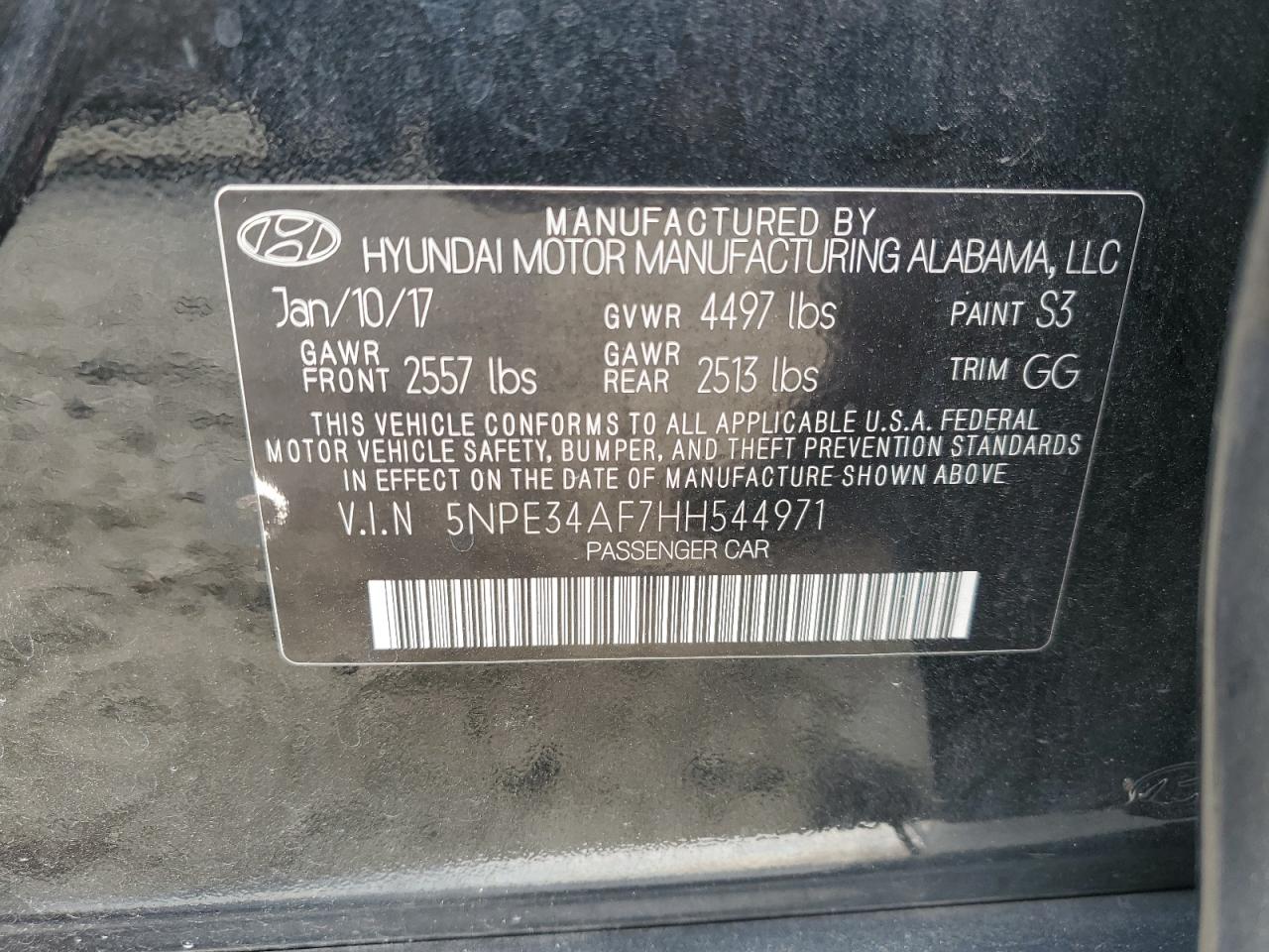 5NPE34AF7HH544971 2017 Hyundai Sonata Sport