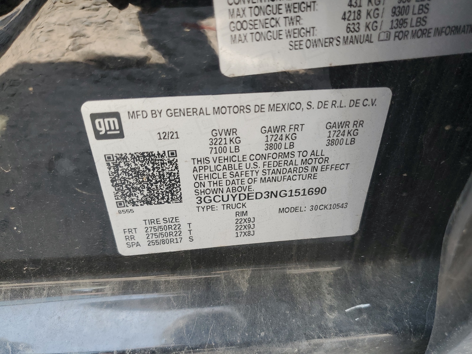 3GCUYDED3NG151690 2022 Chevrolet Silverado Ltd K1500 Lt