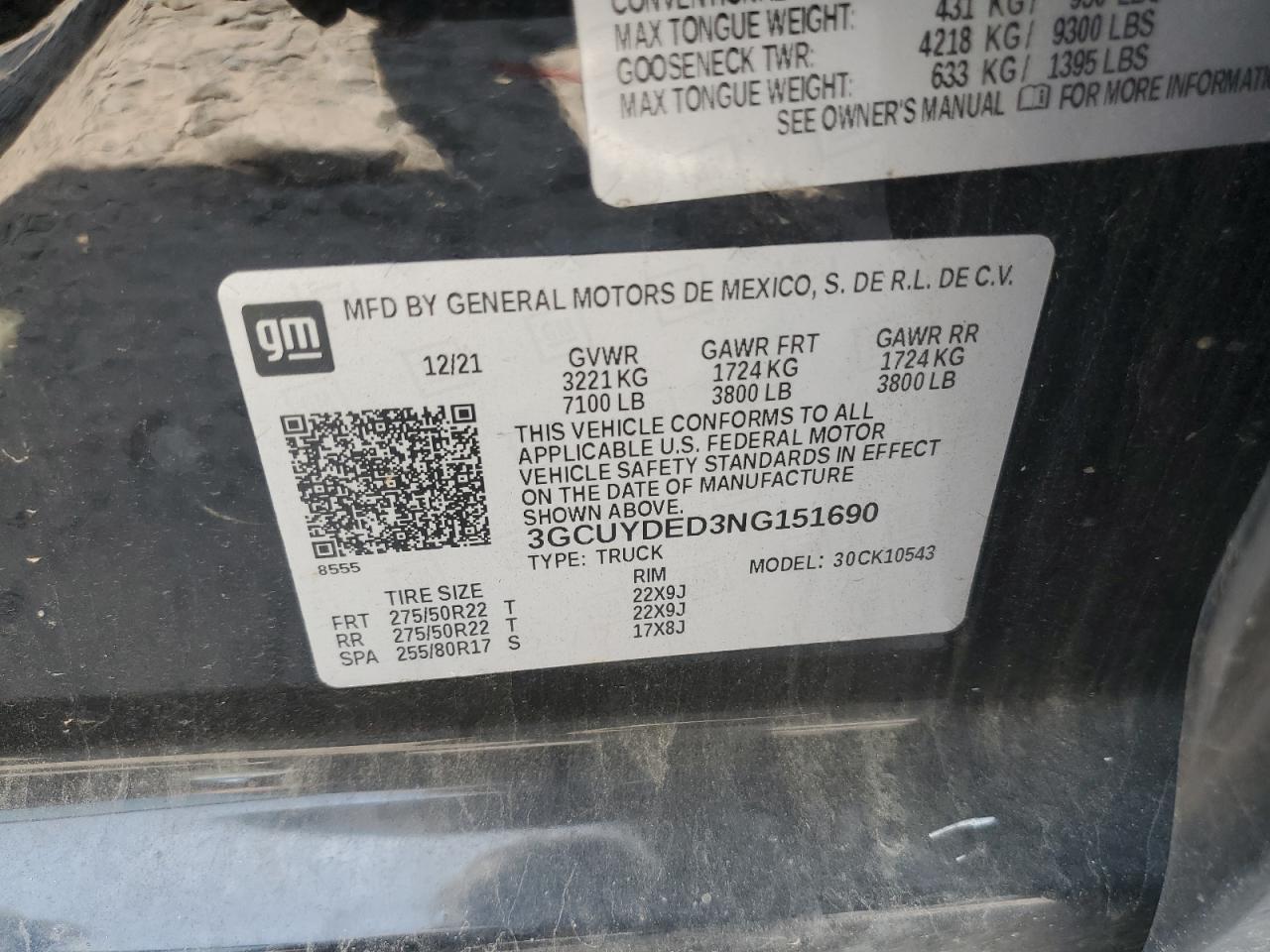 2022 Chevrolet Silverado Ltd K1500 Lt VIN: 3GCUYDED3NG151690 Lot: 67456764