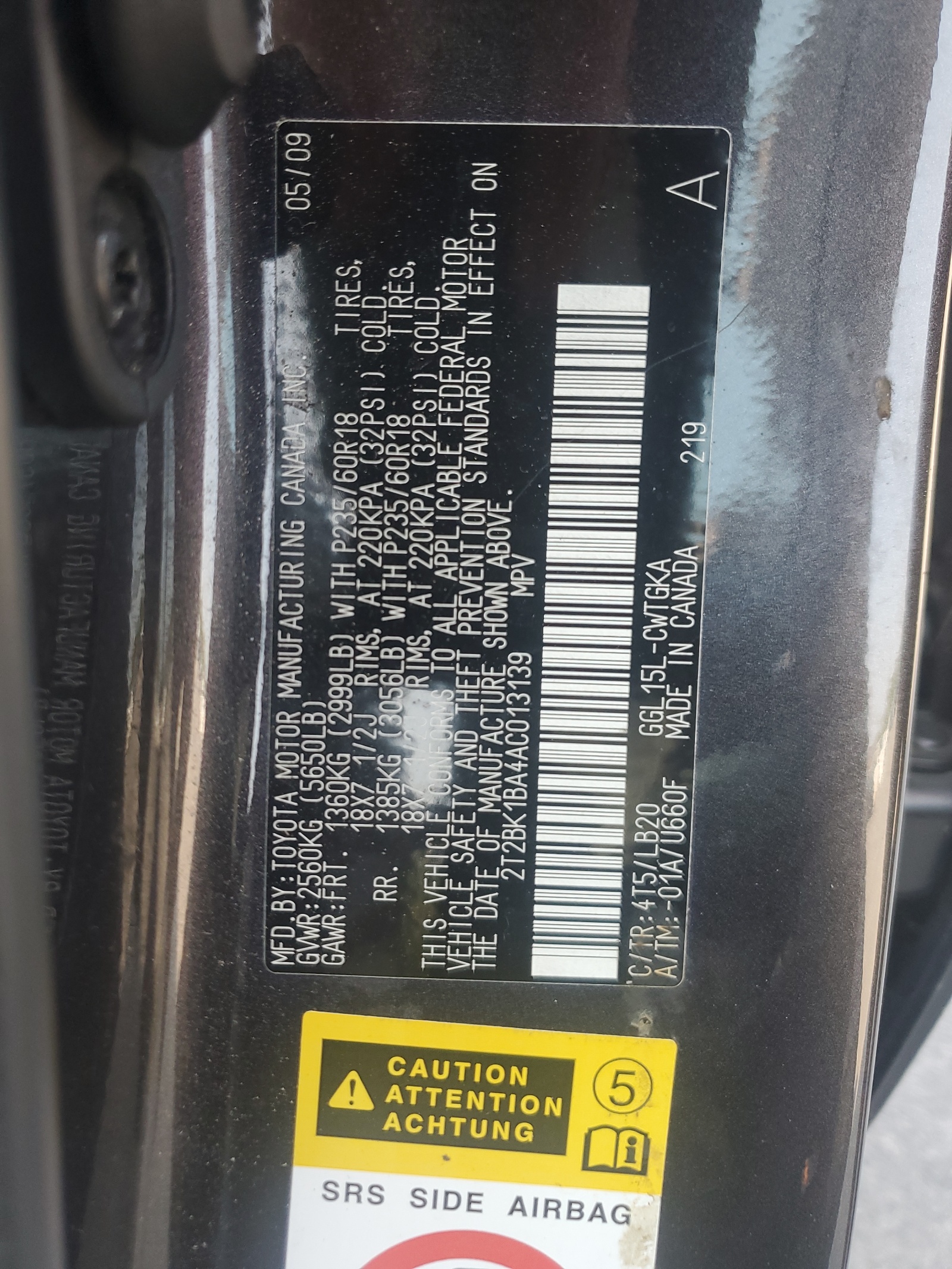 2T2BK1BA4AC013139 2010 Lexus Rx 350