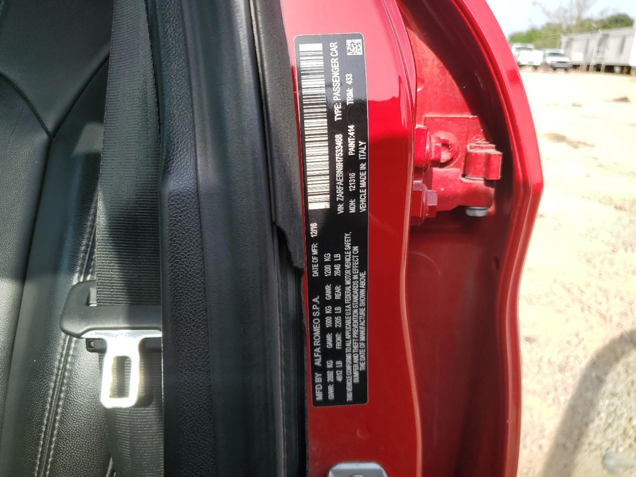 2017 Alfa Romeo Giulia VIN: ZARFAEBN9H7533468 Lot: 62846604