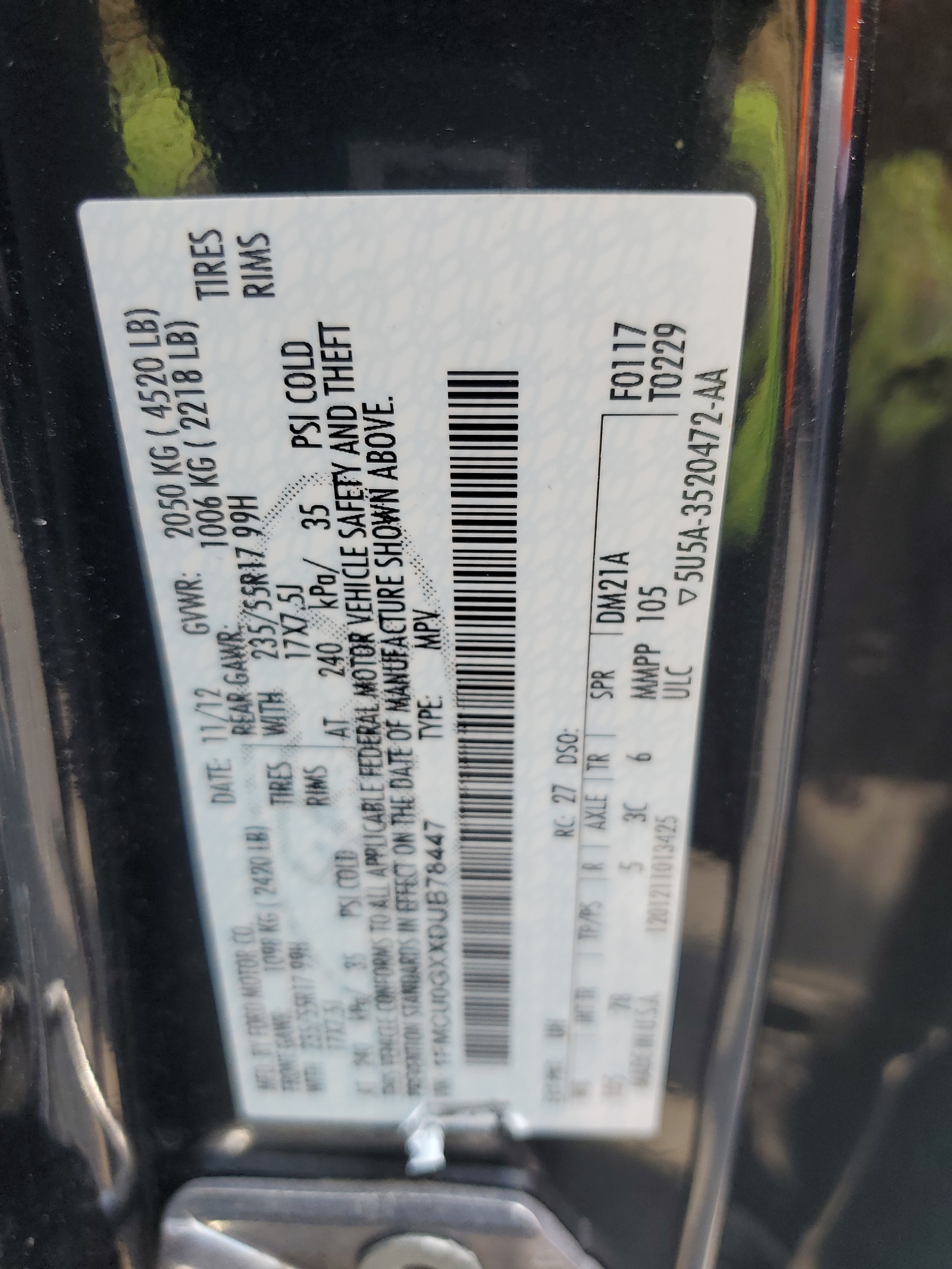 1FMCU0GXXDUB78447 2013 Ford Escape Se