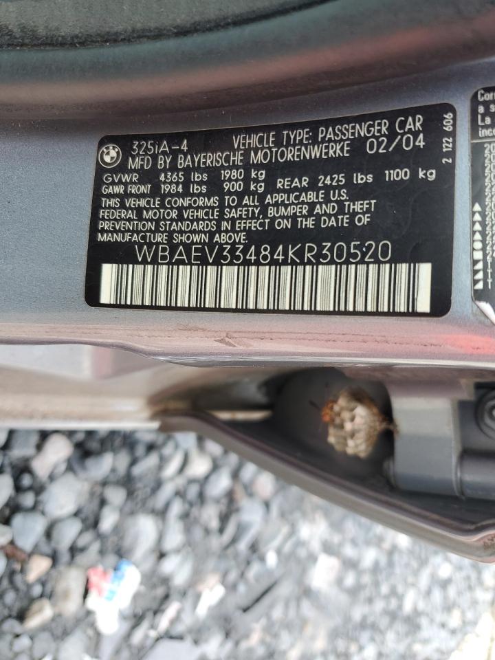 2004 BMW 325 I VIN: WBAEV33484KR30520 Lot: 65685354
