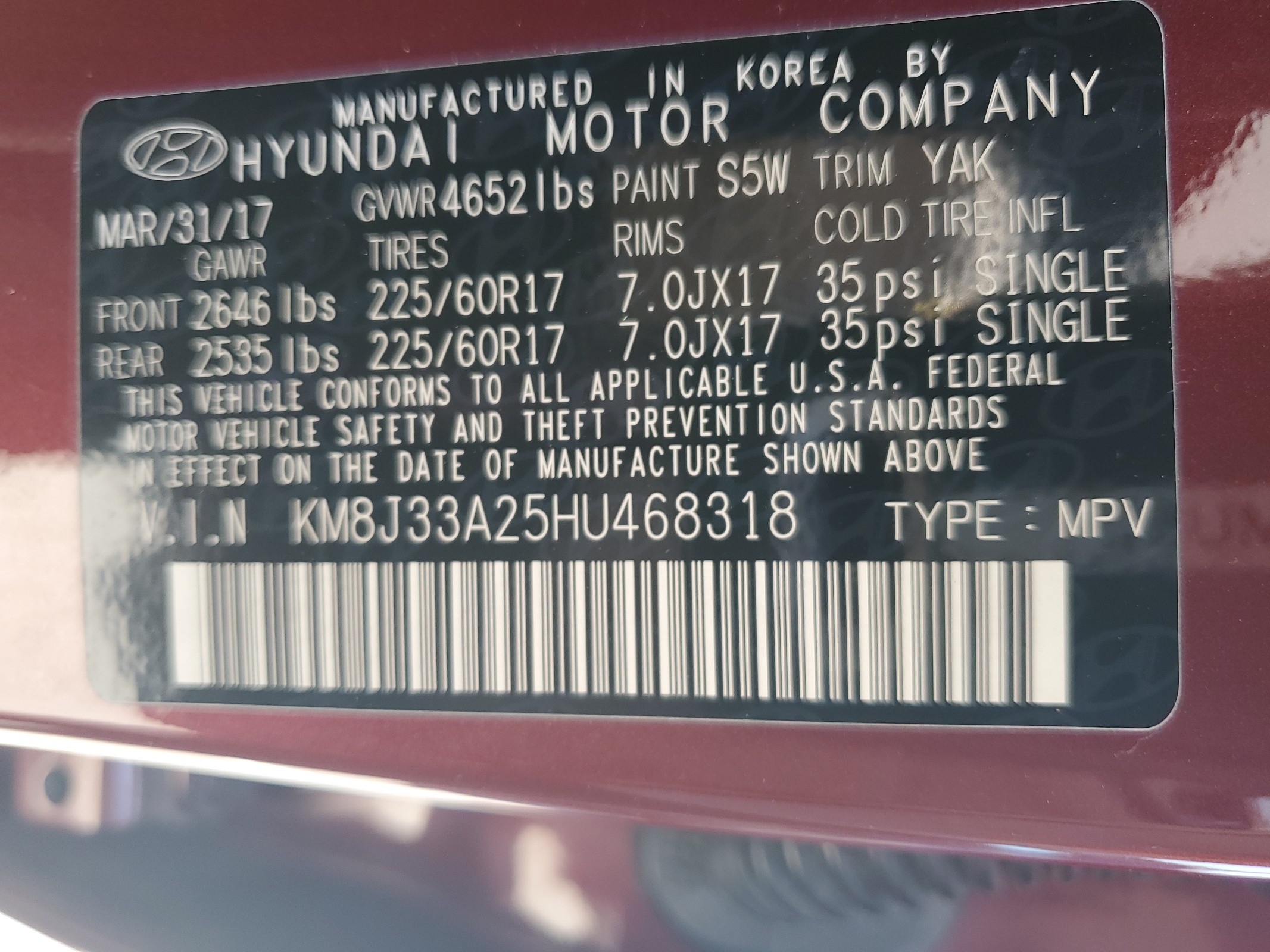 KM8J33A25HU468318 2017 Hyundai Tucson Limited