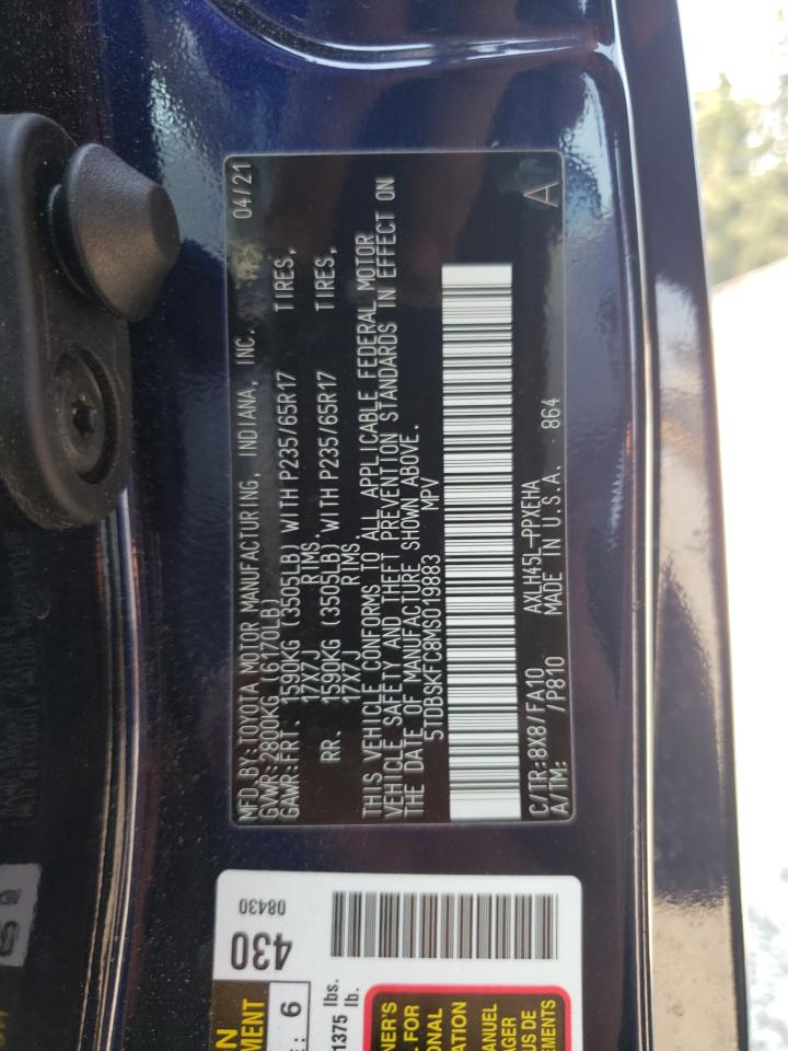 2021 Toyota Sienna Le VIN: 5TDBSKFC8MS019883 Lot: 65252334