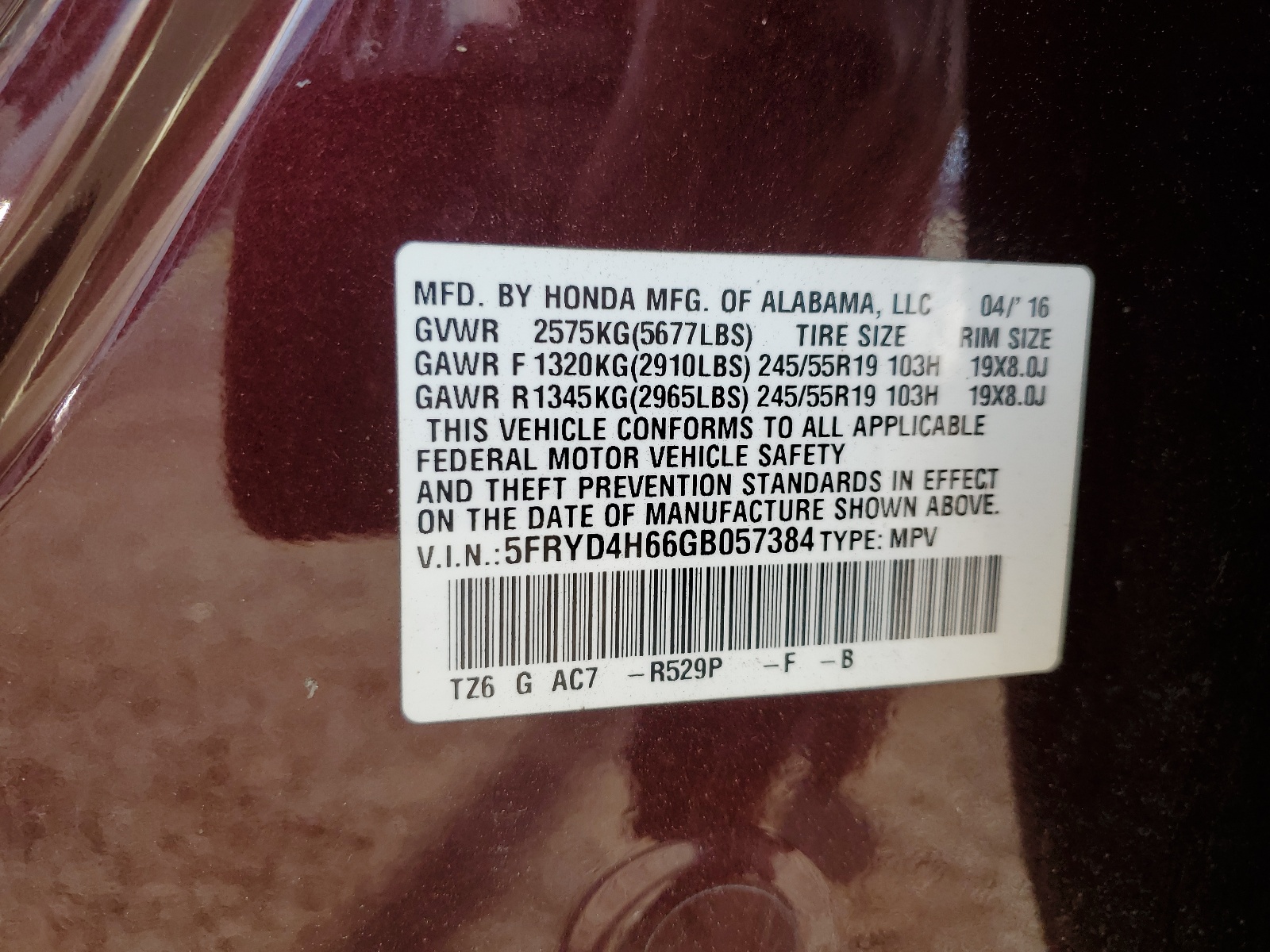 5FRYD4H66GB057384 2016 Acura Mdx Technology