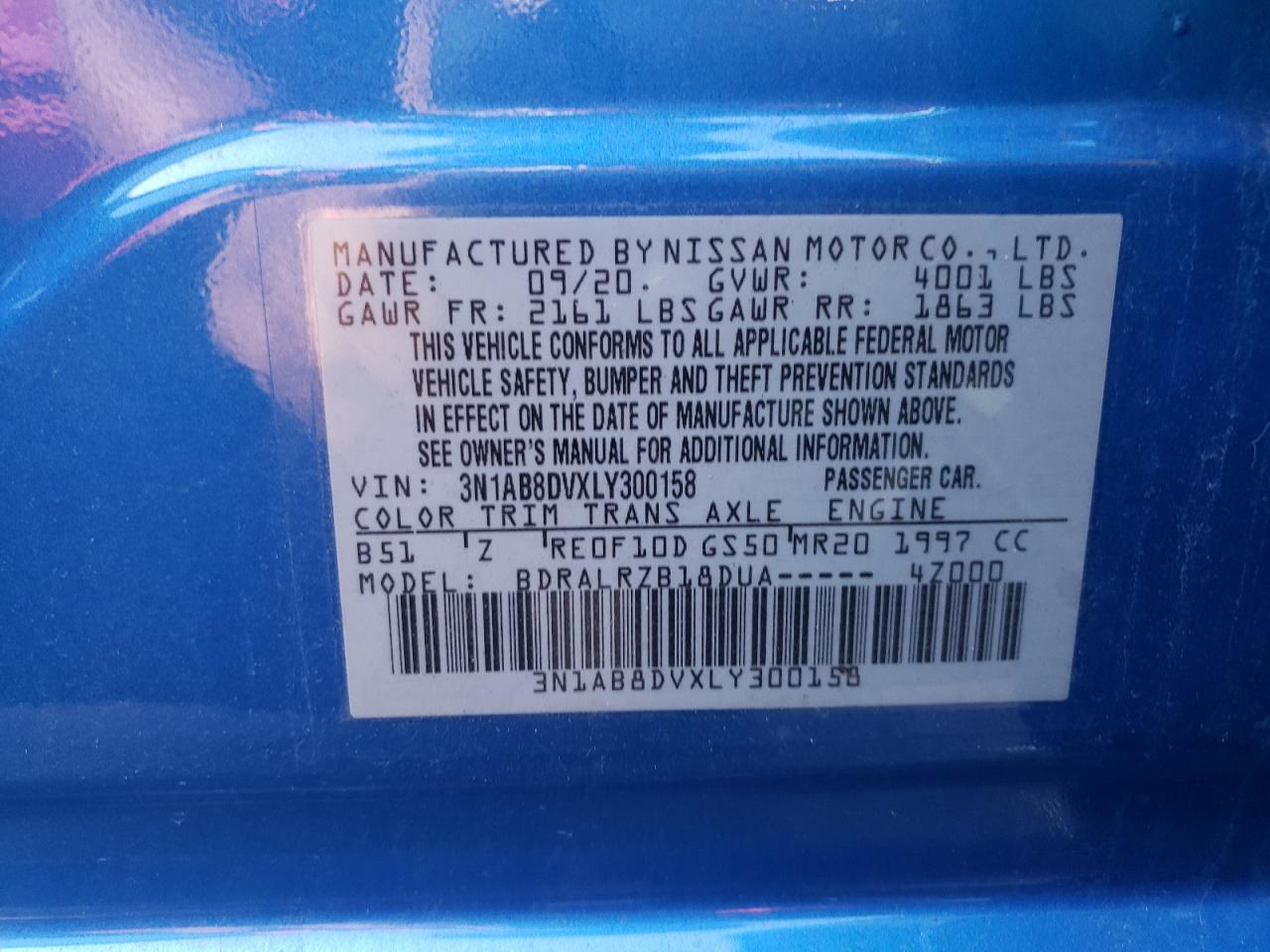 2020 Nissan Sentra Sr VIN: 3N1AB8DVXLY300158 Lot: 69532034