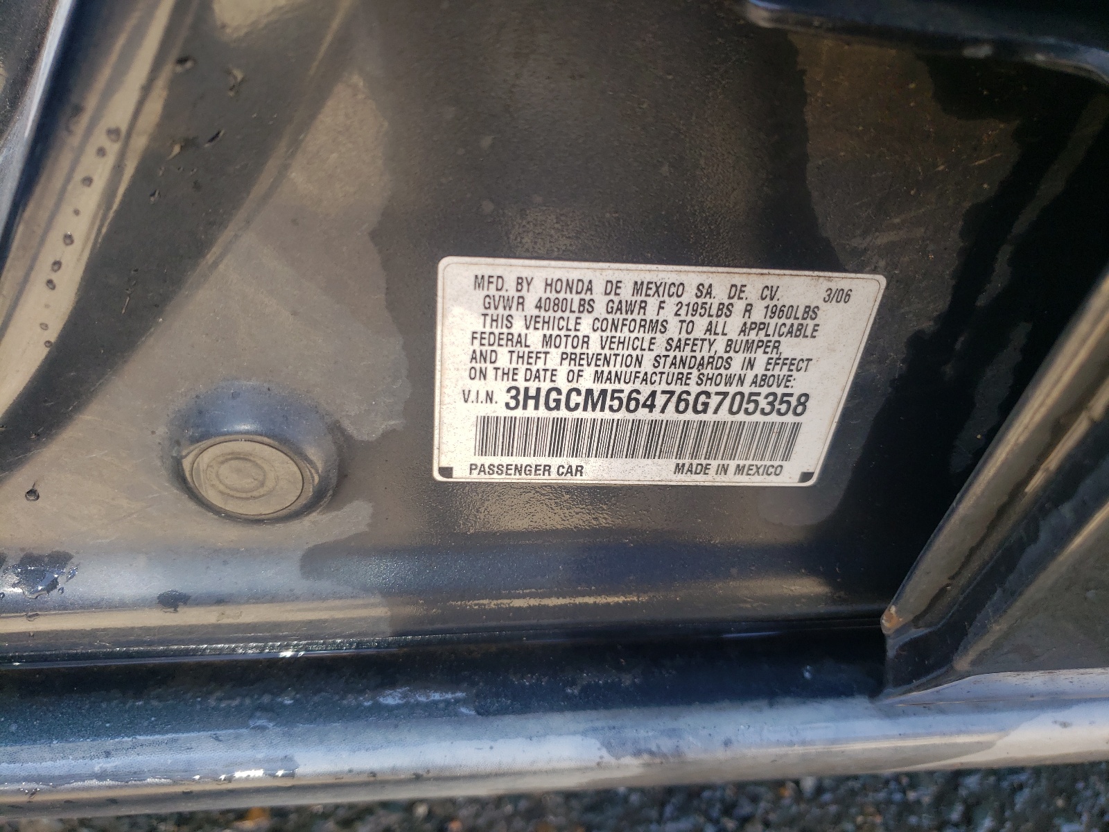 3HGCM56476G705358 2006 Honda Accord Lx