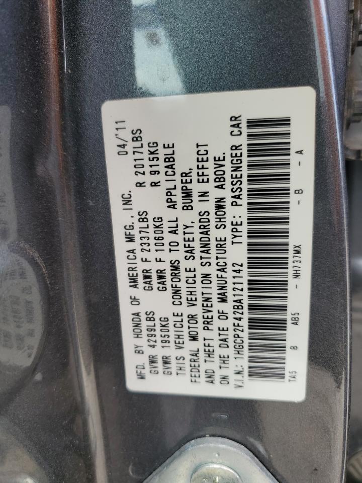 1HGCP2F42BA121142 2011 Honda Accord Lxp