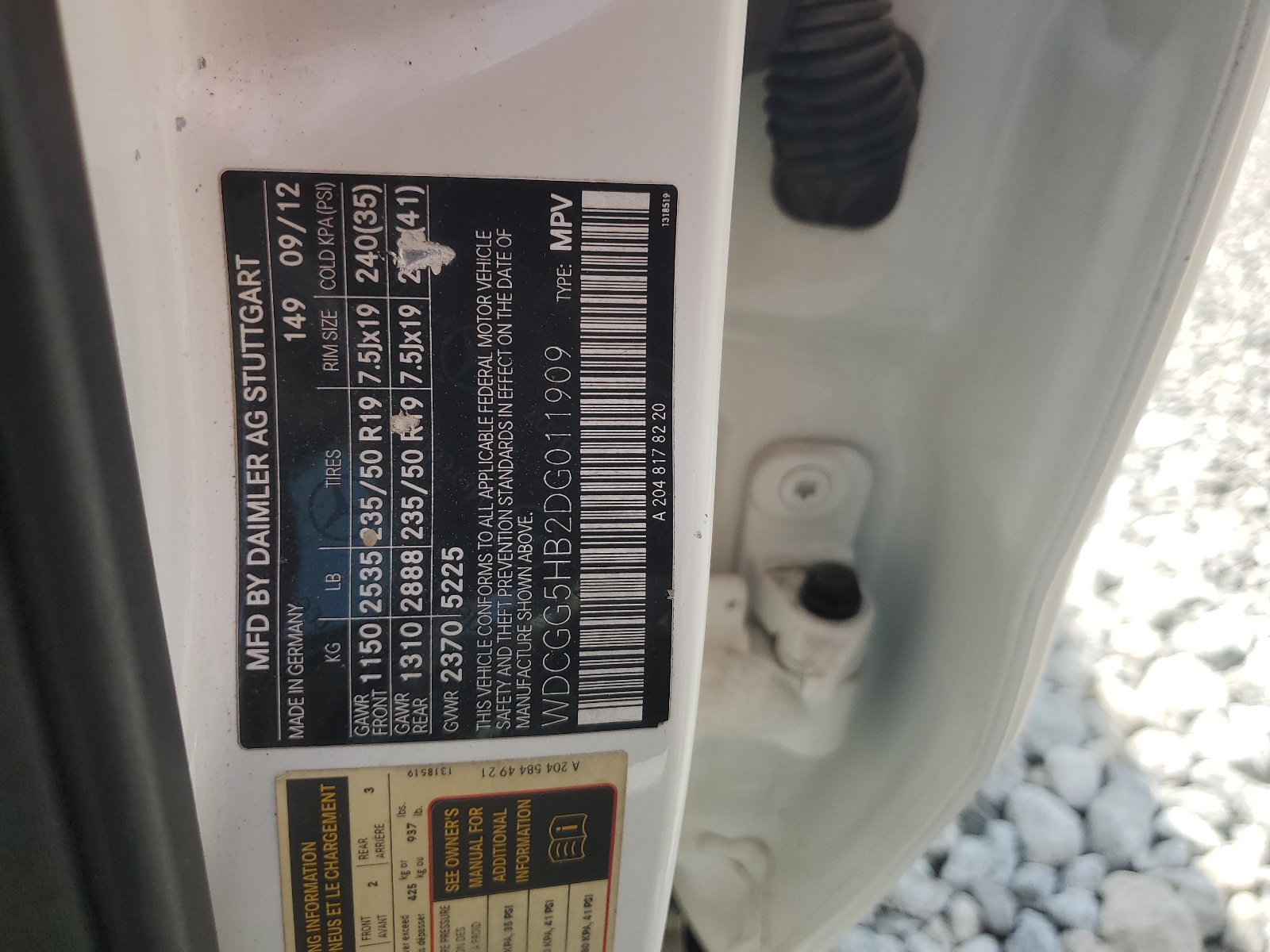 WDCGG5HB2DG011909 2013 Mercedes-Benz Glk 350