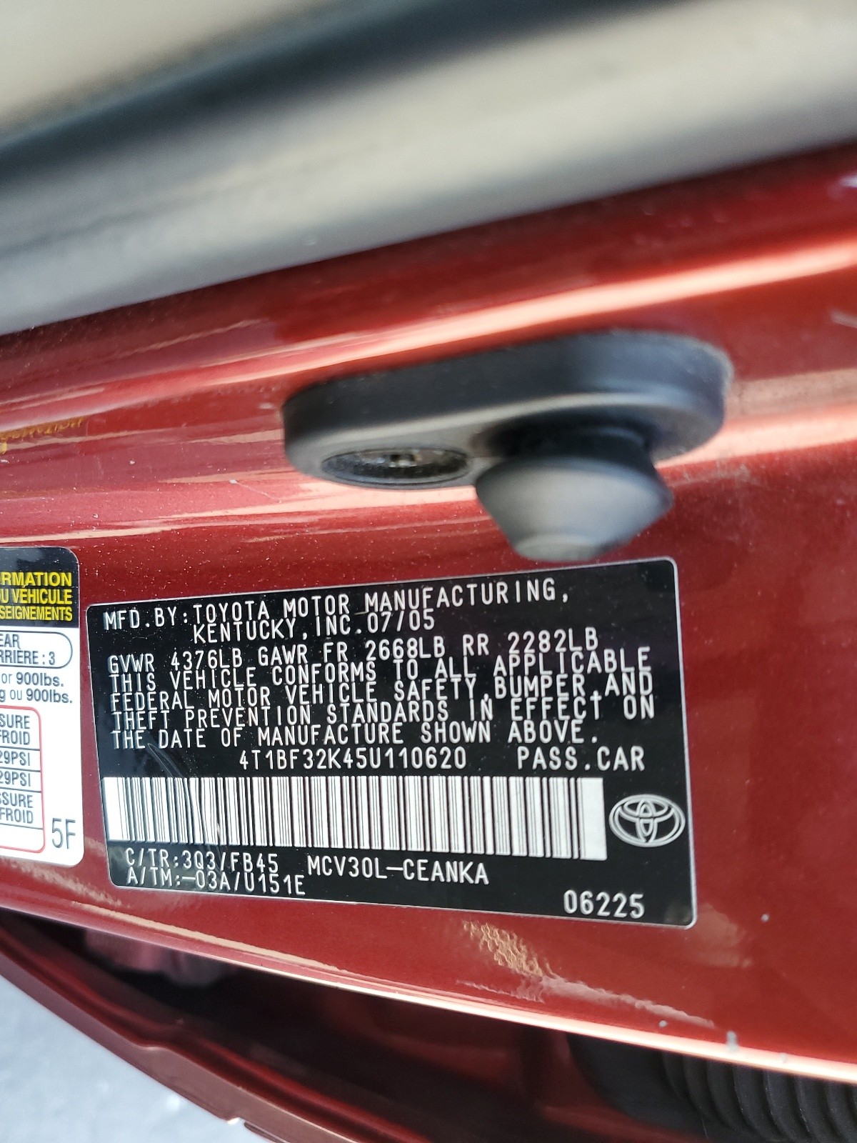 4T1BF32K45U110620 2005 Toyota Camry Le