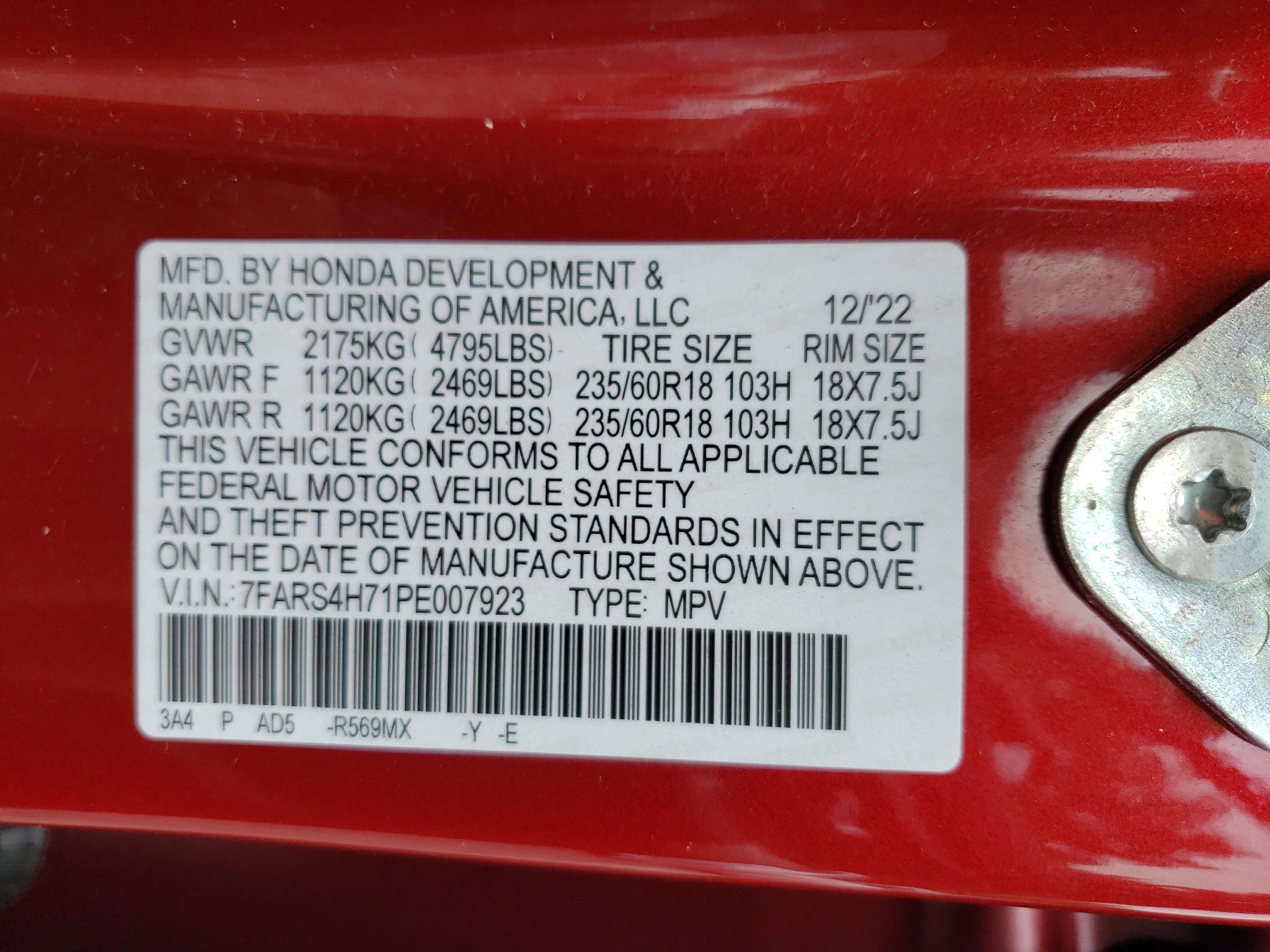7FARS4H71PE007923 2023 Honda Cr-V Exl