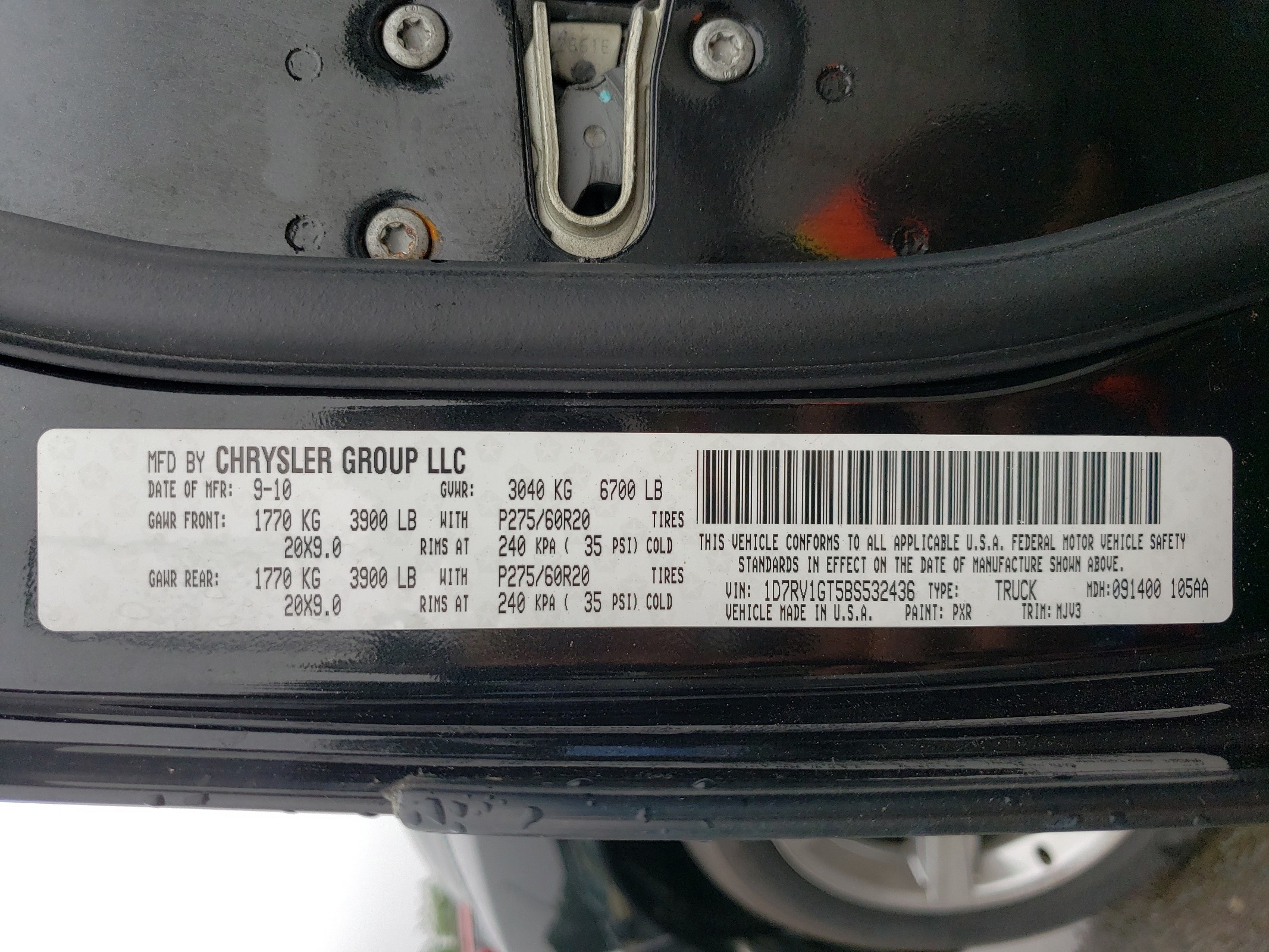 1D7RV1GT5BS532436 2011 Dodge Ram 1500