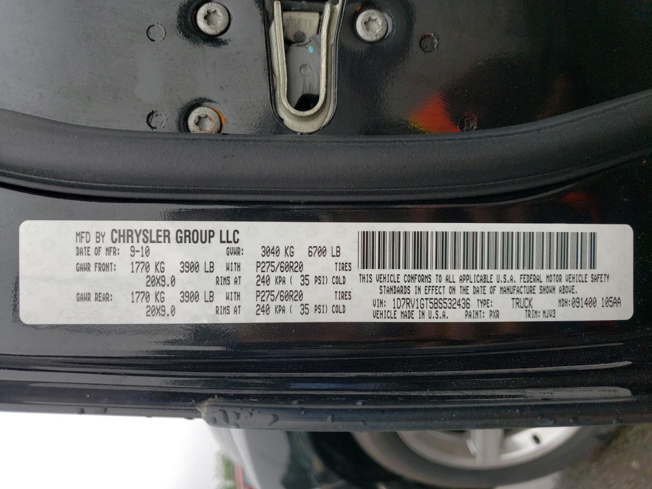 2011 Dodge Ram 1500 VIN: 1D7RV1GT5BS532436 Lot: 66699394