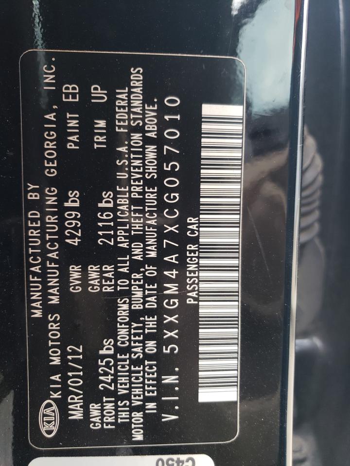 2012 Kia Optima Lx VIN: 5XXGM4A7XCG057010 Lot: 67073104