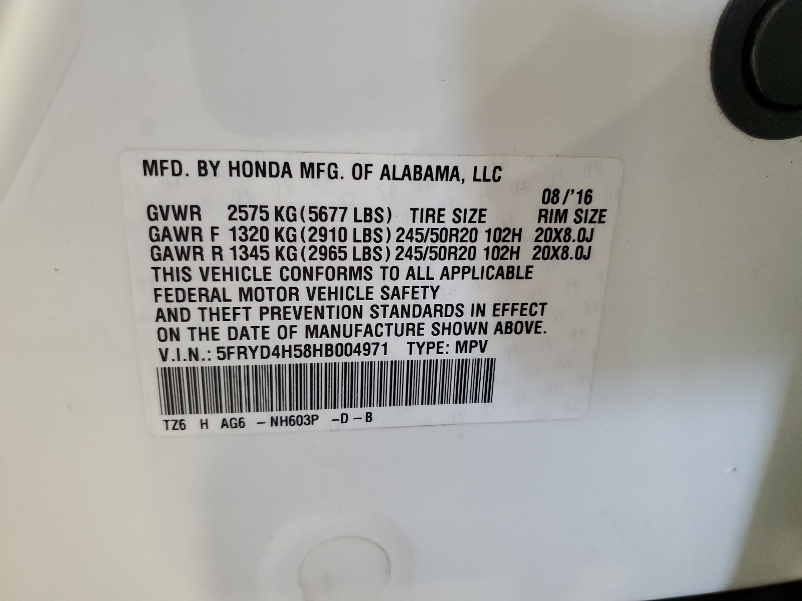 5FRYD4H58HB004971 2017 Acura Mdx Technology