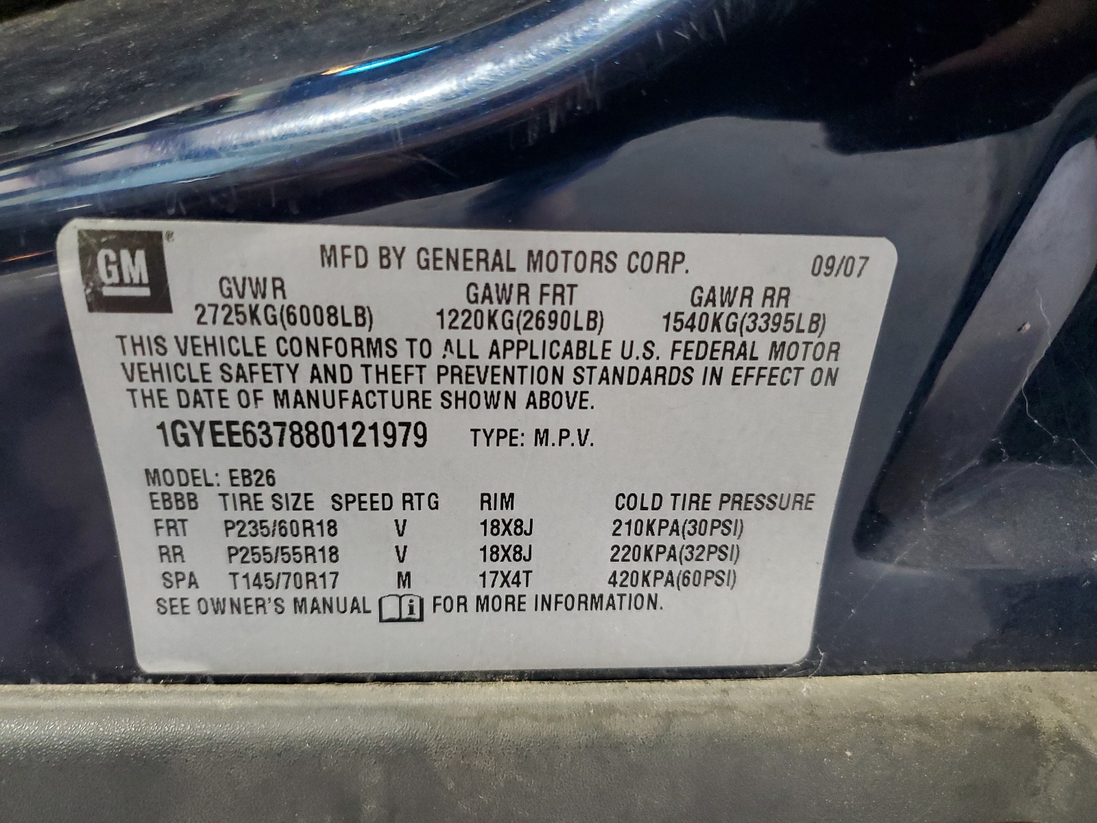 1GYEE637880121979 2008 Cadillac Srx