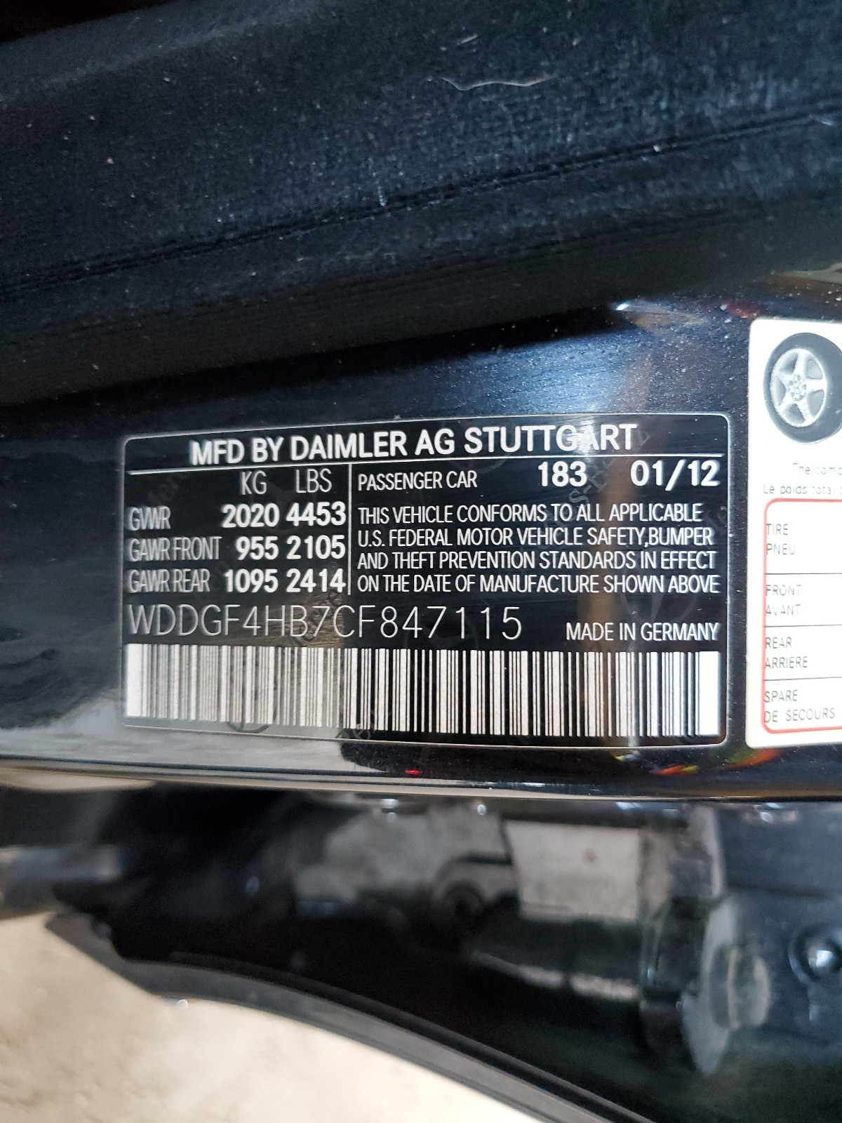 WDDGF4HB7CF847115 2012 Mercedes-Benz C 250