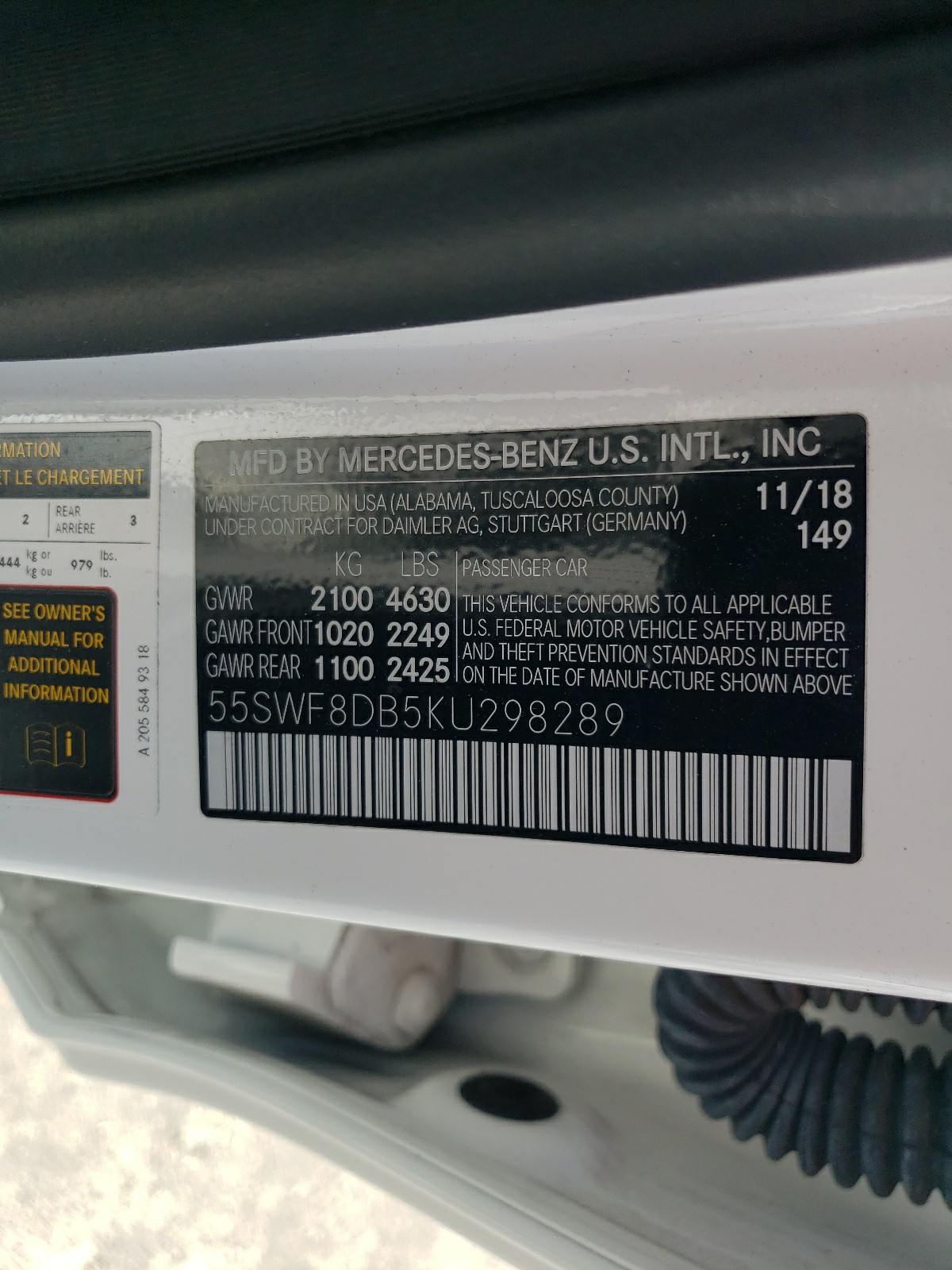 55SWF8DB5KU298289 2019 Mercedes-Benz C 300