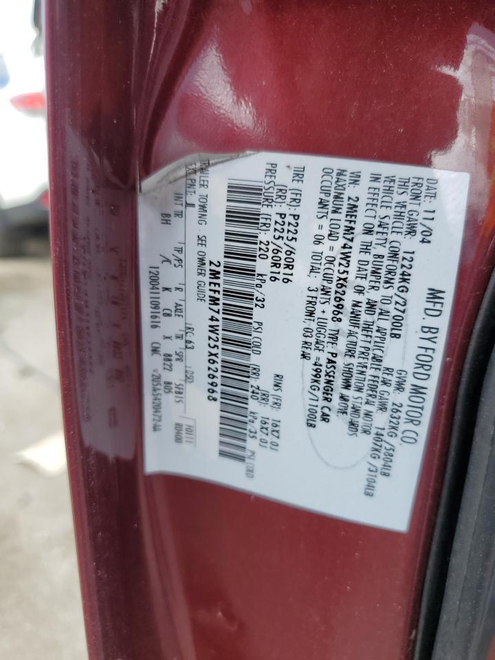 2005 Mercury Grand Marquis Gs VIN: 2MEFM74W25X626968 Lot: 65914244