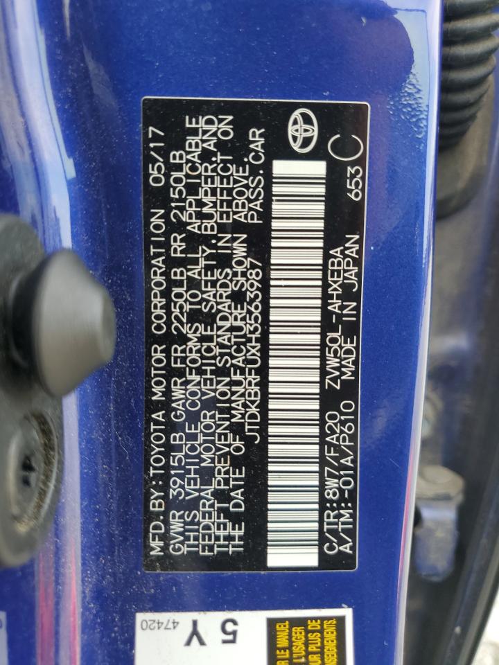 2017 Toyota Prius VIN: JTDKBRFUXH3563987 Lot: 65910124