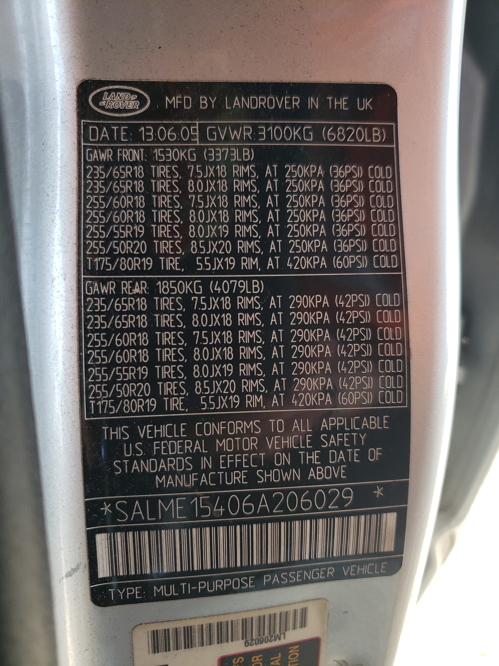 SALME15406A206029 2006 Land Rover Range Rover Hse