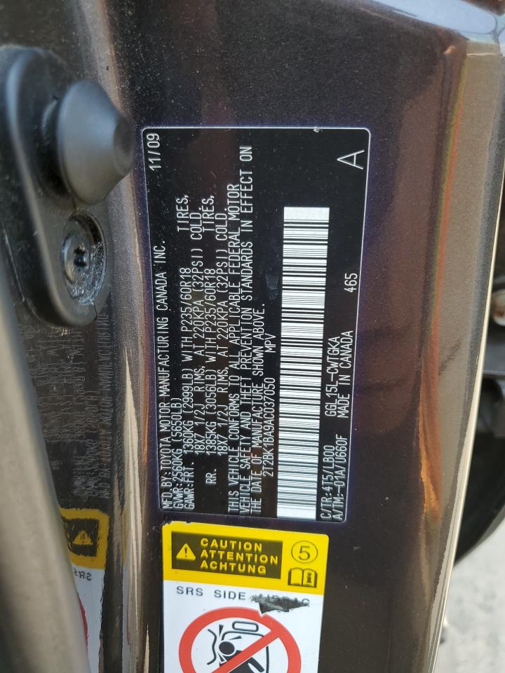 2010 Lexus Rx 350 VIN: 2T2BK1BA9AC037050 Lot: 64098604