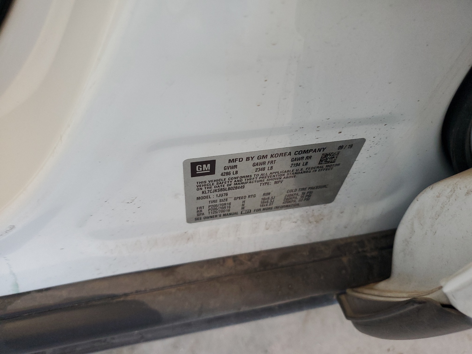 KL7CJKSB5LB028449 2020 Chevrolet Trax Ls