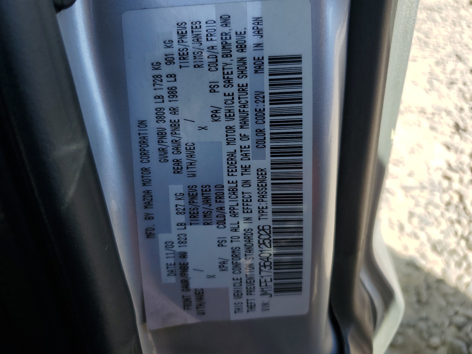 JM1FE173640125026 2004 Mazda Rx8