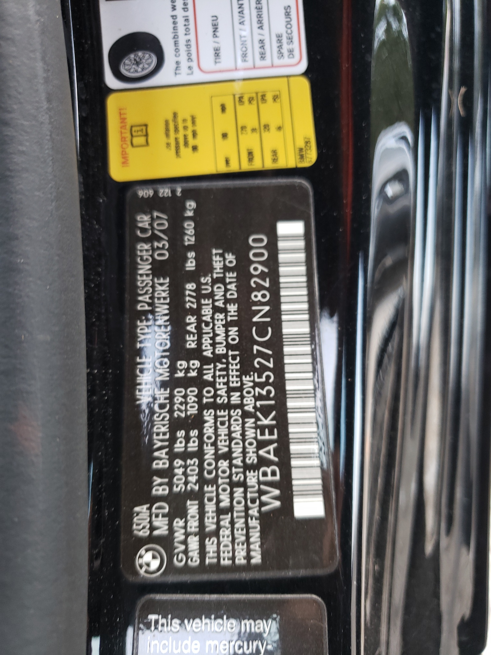 WBAEK13527CN82900 2007 BMW 650 I