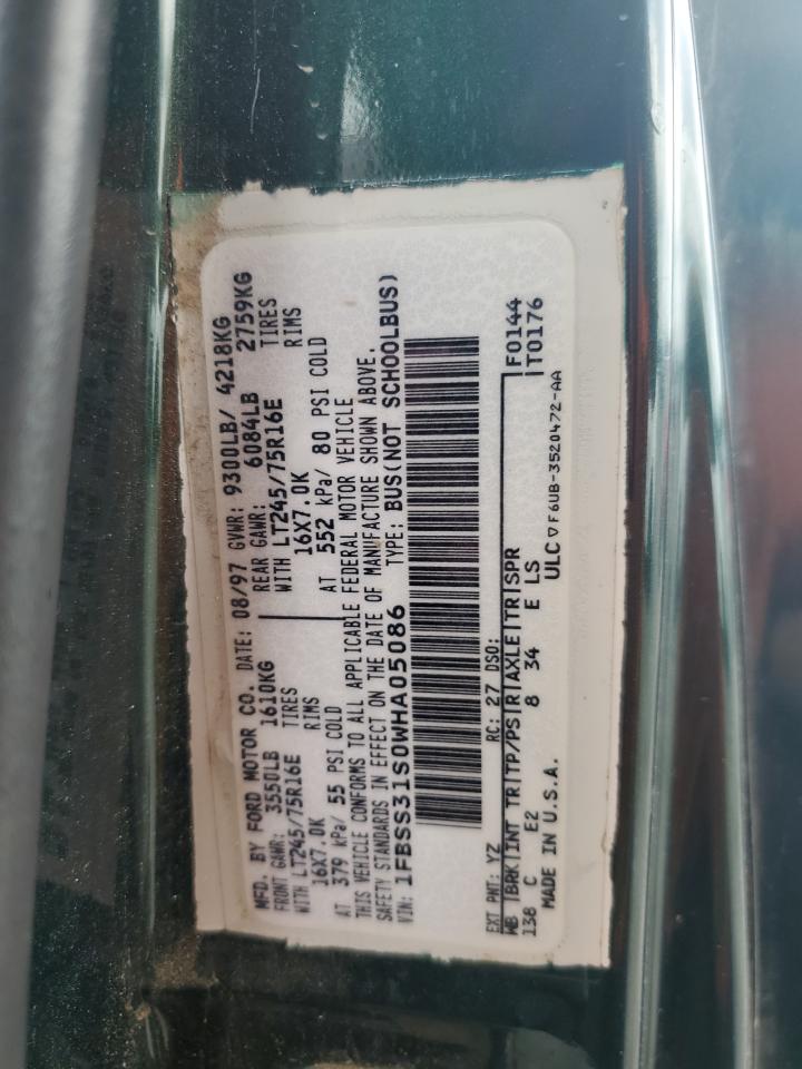 1998 Ford Econoline E350 Super Duty VIN: 1FBSS31S0WHA05086 Lot: 65778434