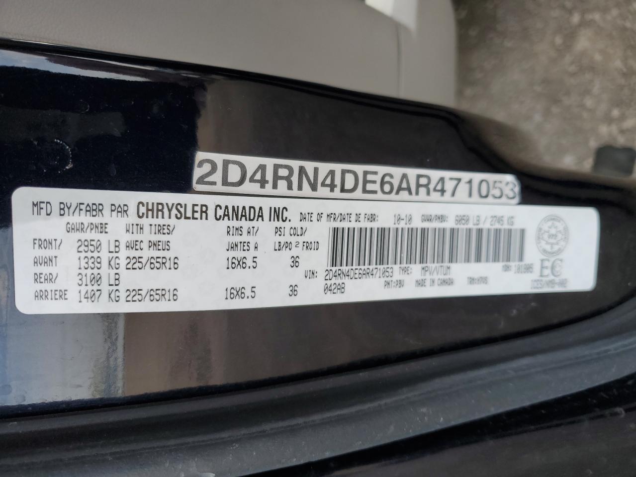 2D4RN4DE6AR471053 2010 Dodge Grand Caravan Se