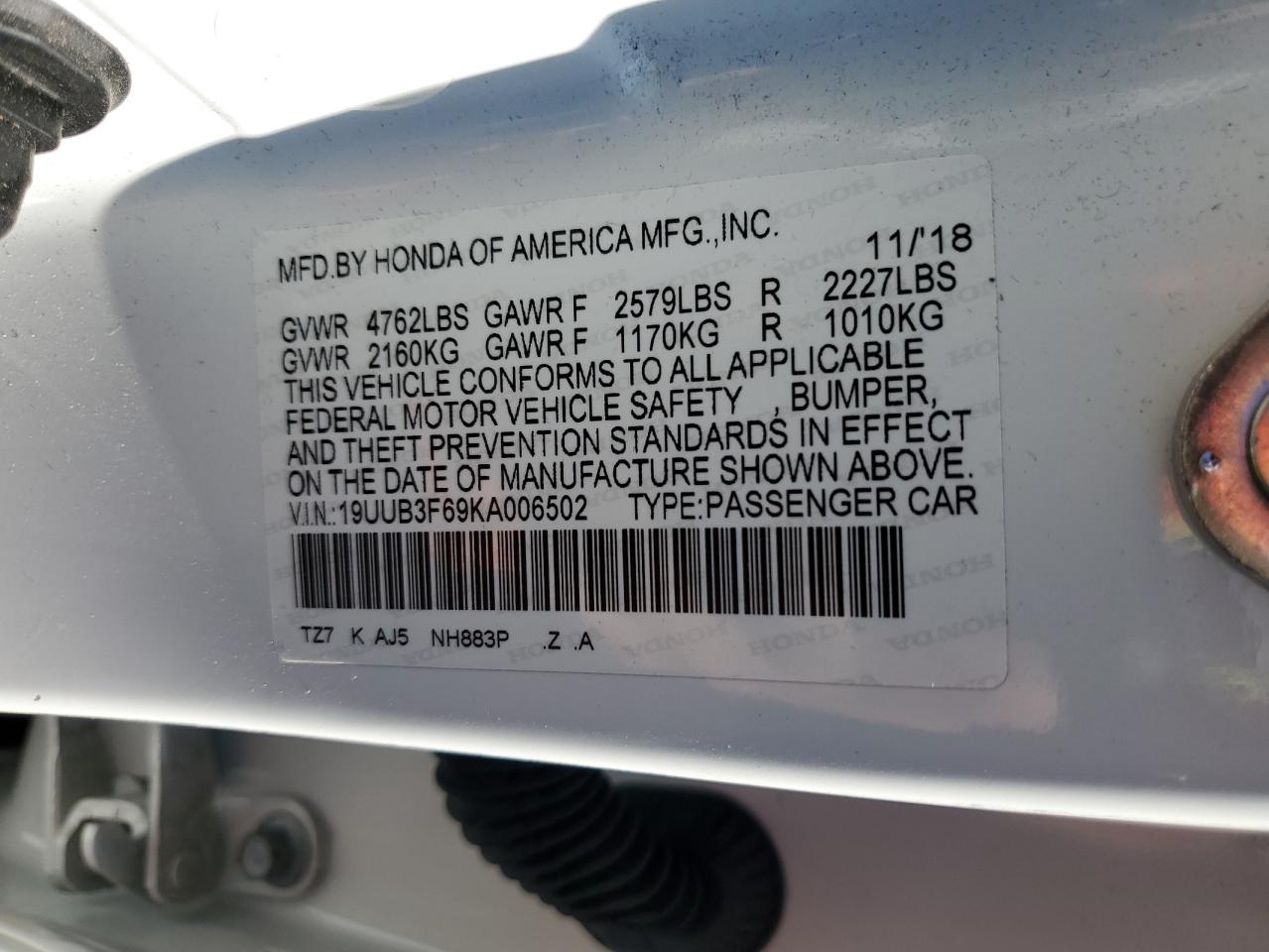 19UUB3F69KA006502 2019 Acura Tlx Technology