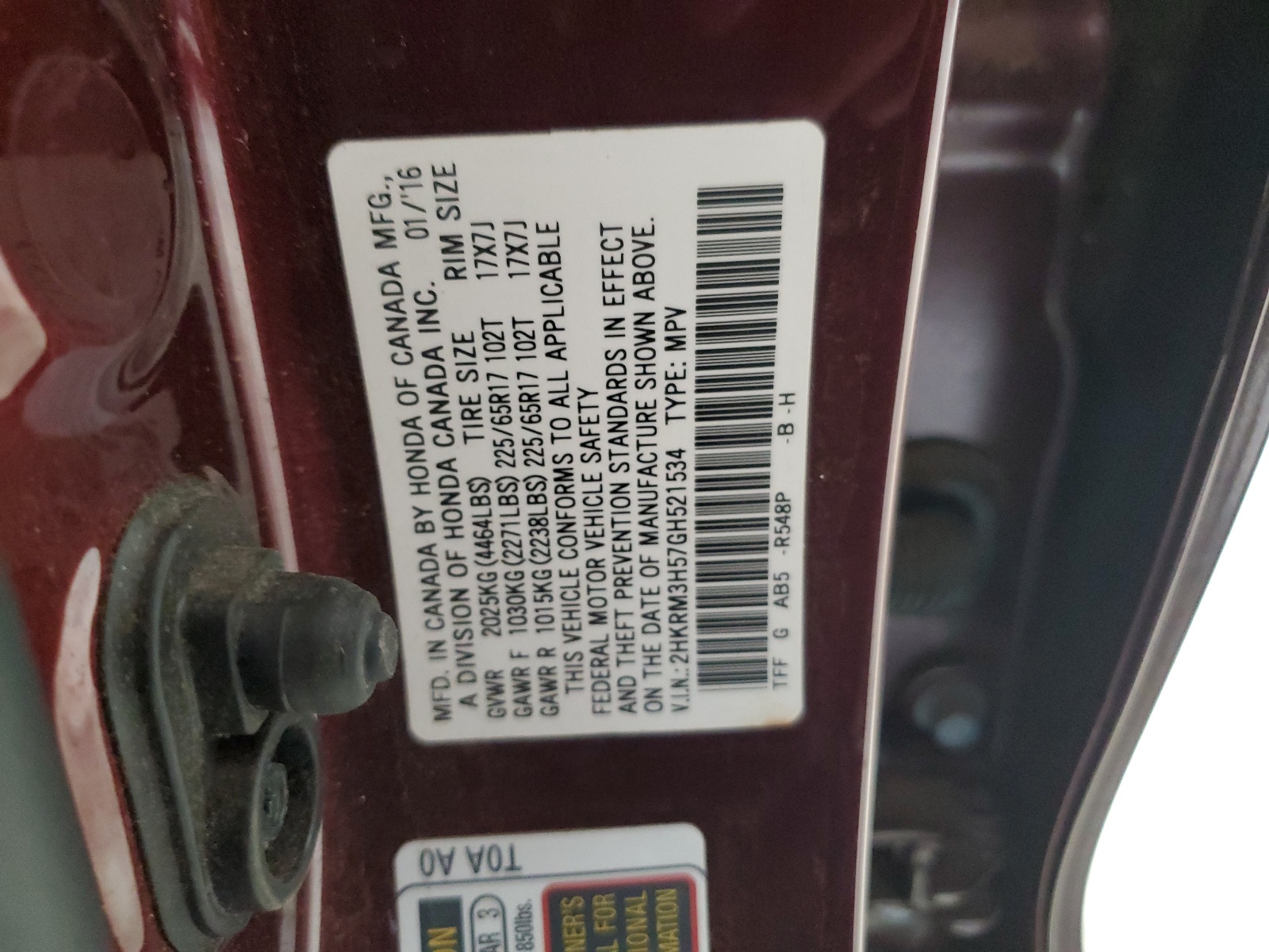 2HKRM3H57GH521534 2016 Honda Cr-V Ex