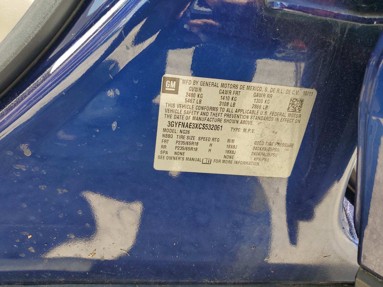 3GYFNAE3XCS532061 2012 Cadillac Srx Luxury Collection