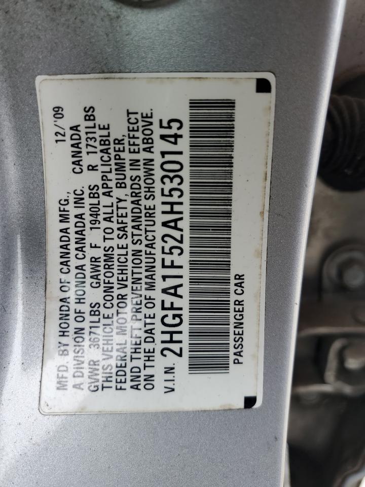 2010 Honda Civic Lx VIN: 2HGFA1F52AH530145 Lot: 66502484