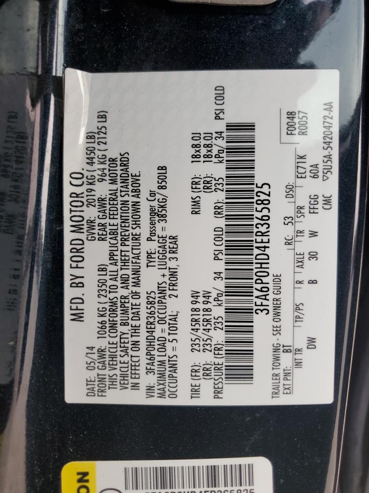 3FA6P0HD4ER365825 2014 Ford Fusion Se