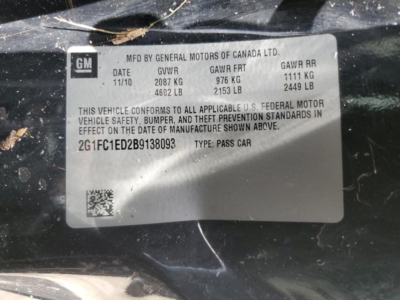 2011 Chevrolet Camaro Lt VIN: 2G1FC1ED2B9138093 Lot: 66328314